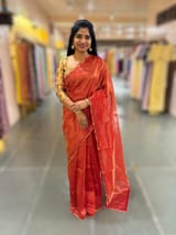 Red chanderi Tissue saree with designer tissue blouse