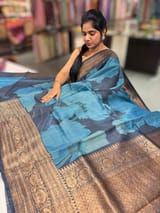 Elephant Grey Printed Banarasi Tussar Saree SS50452