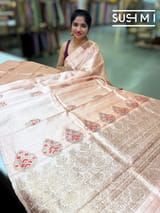 Light Peach Banarasi Handloom Dupion Rawsilk Saree : S62F106