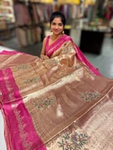 Pink Banarasi Brocade Tissue with embroidery