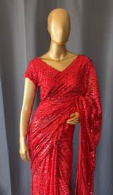 Georgette sequence saree with stitched blouses