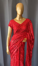 Georgette sequence saree with stitched blouses