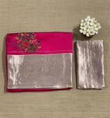 Rani Pink Organza Saree with pure Tissue Border SS50291