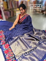 Mysore Silk Saree with petitepoint embroidery S62109