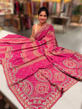 Majenta Kareena Inspired Gorgette Saree with allover mirrors SS5040