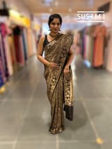 Black Banarasi Brocade Katan silk Saree : S62124