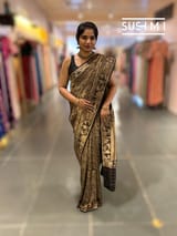 Black Banarasi Brocade Katan silk Saree : S62124