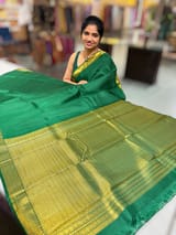 Emerald Green vintage Kanchipuram silk saree with pen kalamkari blousel SS50181