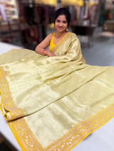 Mint & Yellow Combo Banarasi Tissue Brocade saree SS50218
