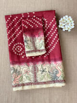 Maroon Pure Handloom Tussar Saree