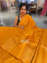 Mustard Vintage Kanjeevaram Saree with vaira oosi checks SS50150