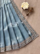 Dusty Blue  Banarasi tonchoi with pen kalamkari Blouse : D62F026