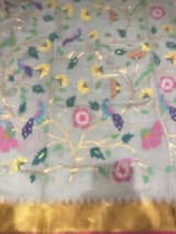 Ponduru Khadi Jamdani Allover multi Meenakari Weaving Saree With Premium 60/60 Count