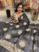 Black Designer Organza Handwork Saree