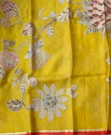 Mango Yellow Designer Organza with Tissue applique work