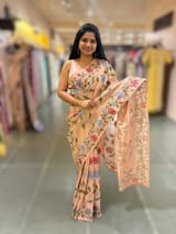 Nude Pink Tissue georgette saree with embroidey SS50402