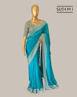Teal DesignerOrganza saree