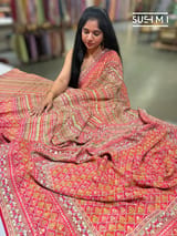 Printed crepe silk with allover sequnce : S62F128