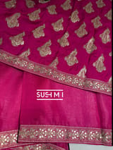 Fushcia Pink Organza Saree with sabhyasachi borders S62116