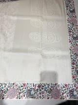 Half White Banarasi brocade Silk Saree with Petite Point Embroidered Border. SS5085
