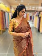 Brown chaderi Tissue saree with designer tissue blouse