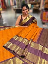 Light Rust Orange and Winish Brown Vintage Kanchipuram Gap border Saree SS50175