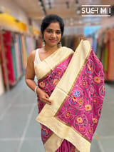 Rose Pink Pure tussar with patola inspired embroidery: S62F191