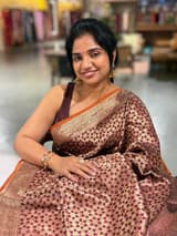 Brown Banarasi Tanchoi Silk Saree