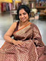 Brown Banarasi Tanchoi Silk Saree