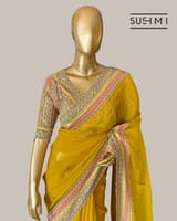 Mustard DesignerOrganza saree