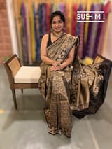 Black Banarasi Brocade Katan silk Saree : S62124