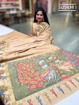 Champagne BeigeKanchi pen kalamkari fusion saree