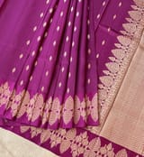 Wine Poona Silk Saree with heavy weaving open Mashru border