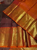 Coffee Brown & Rust Combo Vaira Oosi Checks Kanjeevaram  saree SS50604