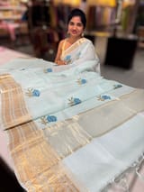 Baby Blue Silk Kota Saree with embroidery SS50599
