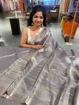 Greyish Silver Handloom Tissue Saree SS50385