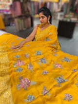 Mango Yellow Mashru Banaras with embroidery SS5010