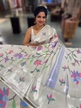Pure Handloom Allover Silver Tissue Pythani Saree
