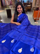 Royal blue checks Poona Silk Saree