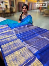 Peacock Blue vintage kanjeevaram saree : S62F157