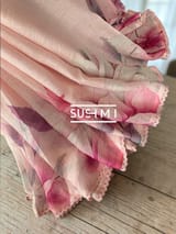 Floral printed handloom lenin saree