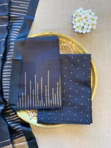 Black Banarasi Handloom Chiniya Silk 3-pc Suit Set SS50587