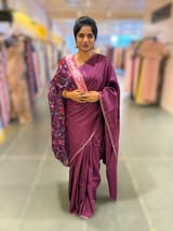 Wine tussar with fusion blouse SS50480