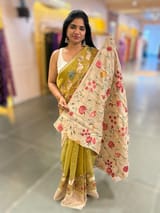 Lime Green Designer Tissue Saree SS50202