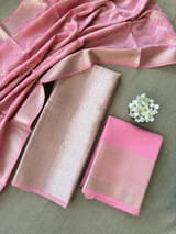 Coral Pink Banarasi Mul Silk Brocade 3-pc Sharara Suit set : SS62J12
