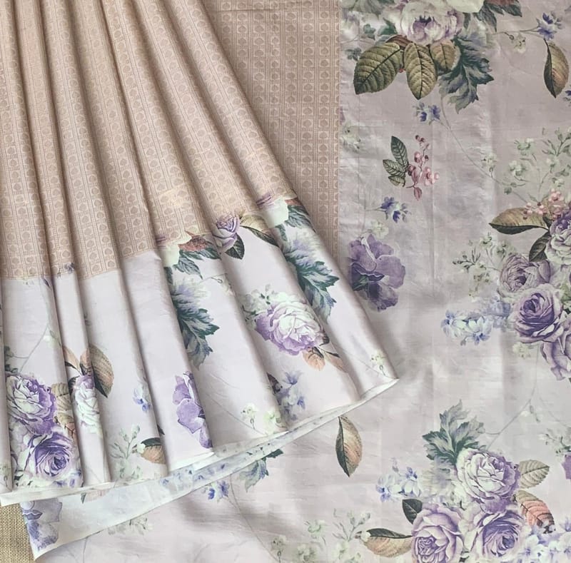 Light Lilac kanchi Brocade Saree with printed border SS50501