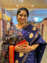 Navy Blue Pure Handloom Raw Silk Saree SS50495