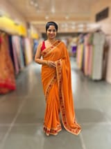 Orange Georgette sequnce Saree with Sabyasachi borders SS5042