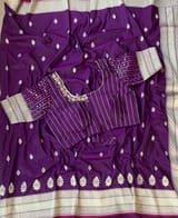 Brinjal Pure Handloom Banarasi Silk Saree