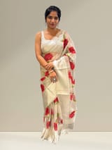 Silver tissue saree with embroidery